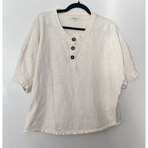 Madewell Cream Relaxed Henley Tee Womens XL Minimalist Casual Cotton Top